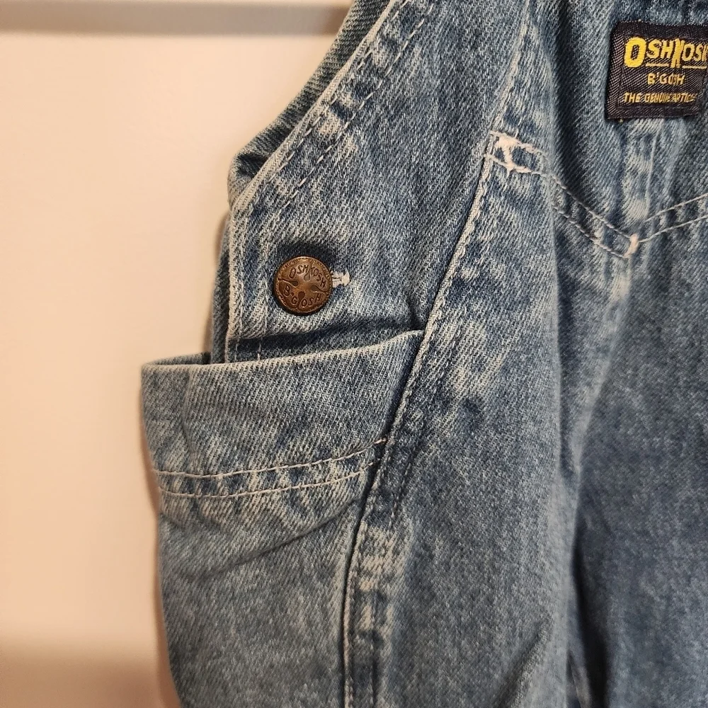 Vintage Genuine OshKosh Vestbak Bubble Overalls Blue Denim Size 6/9M USA Made